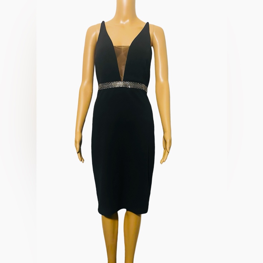 Elegant & Sleek Plunging V-Neck Dress – Worn Once!